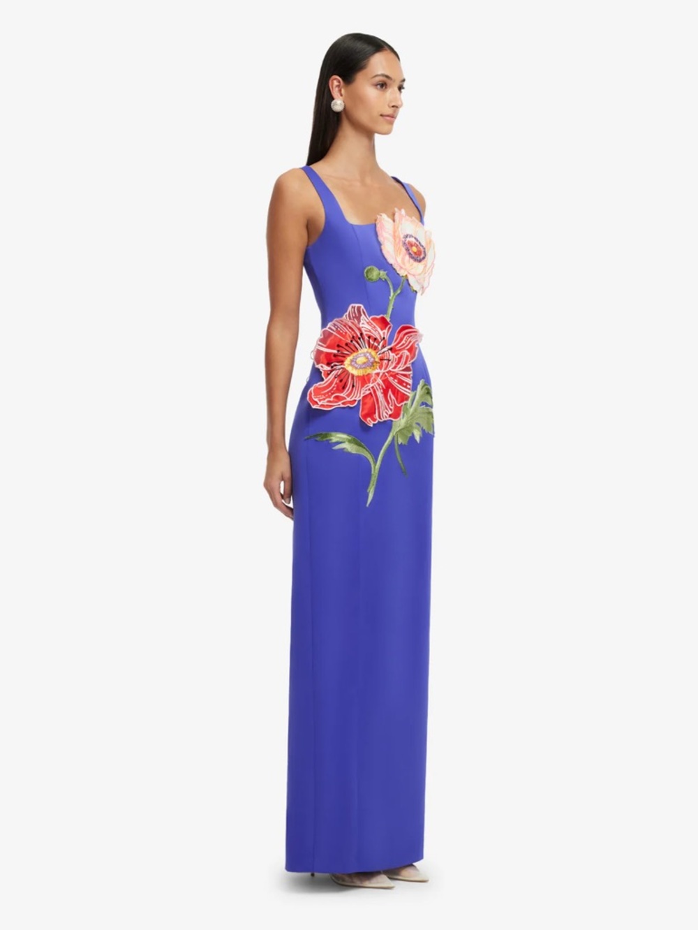 LEO LIN Adelina Maxi Dress Lapis Blue Floral Appliqué Gown Size 2 NWT - Picture 3 of 6